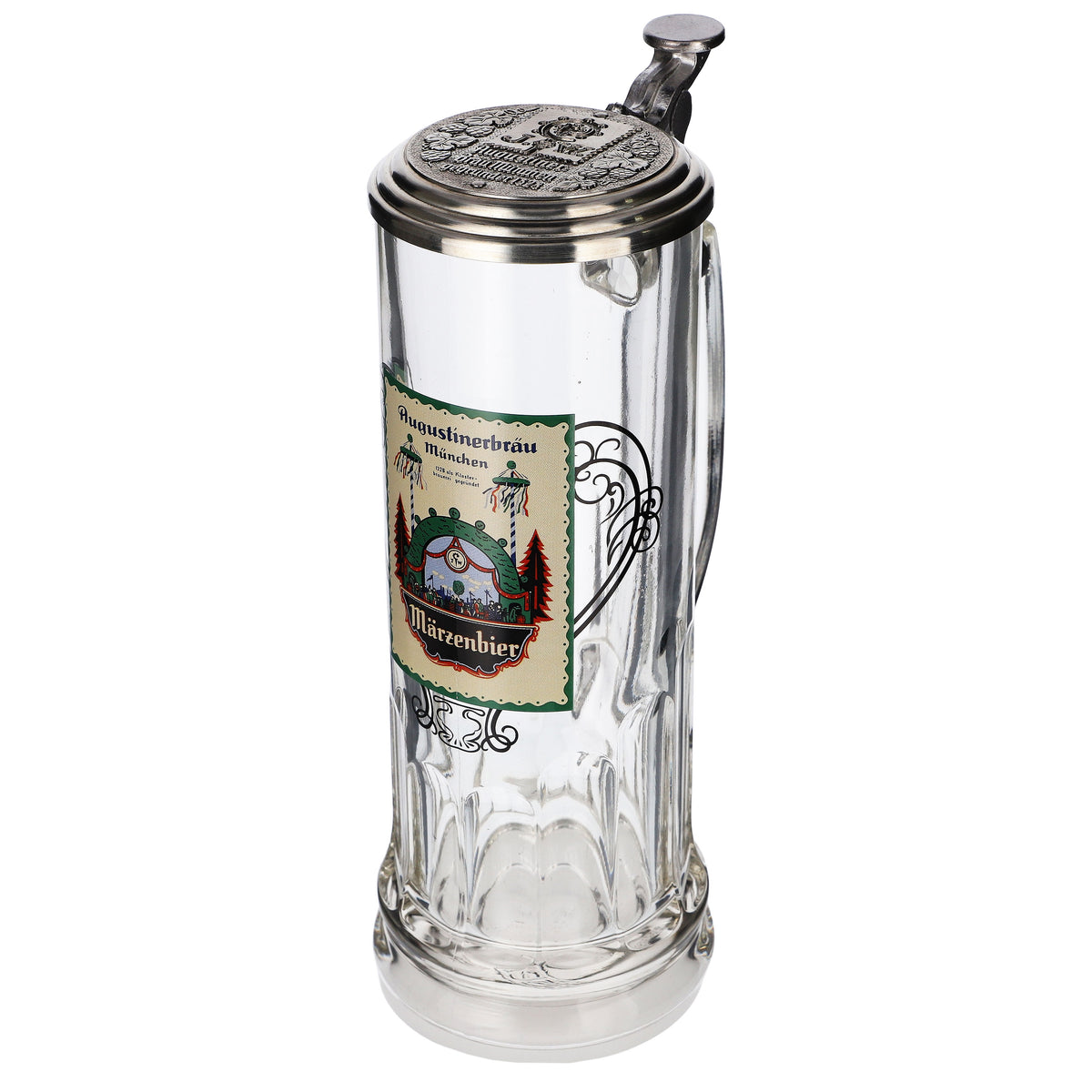 Augustiner Sammlerkrug Glas 0,59l Märzenbier Zinndeckel Humpen Seidel Liebhaber – Ansicht 6