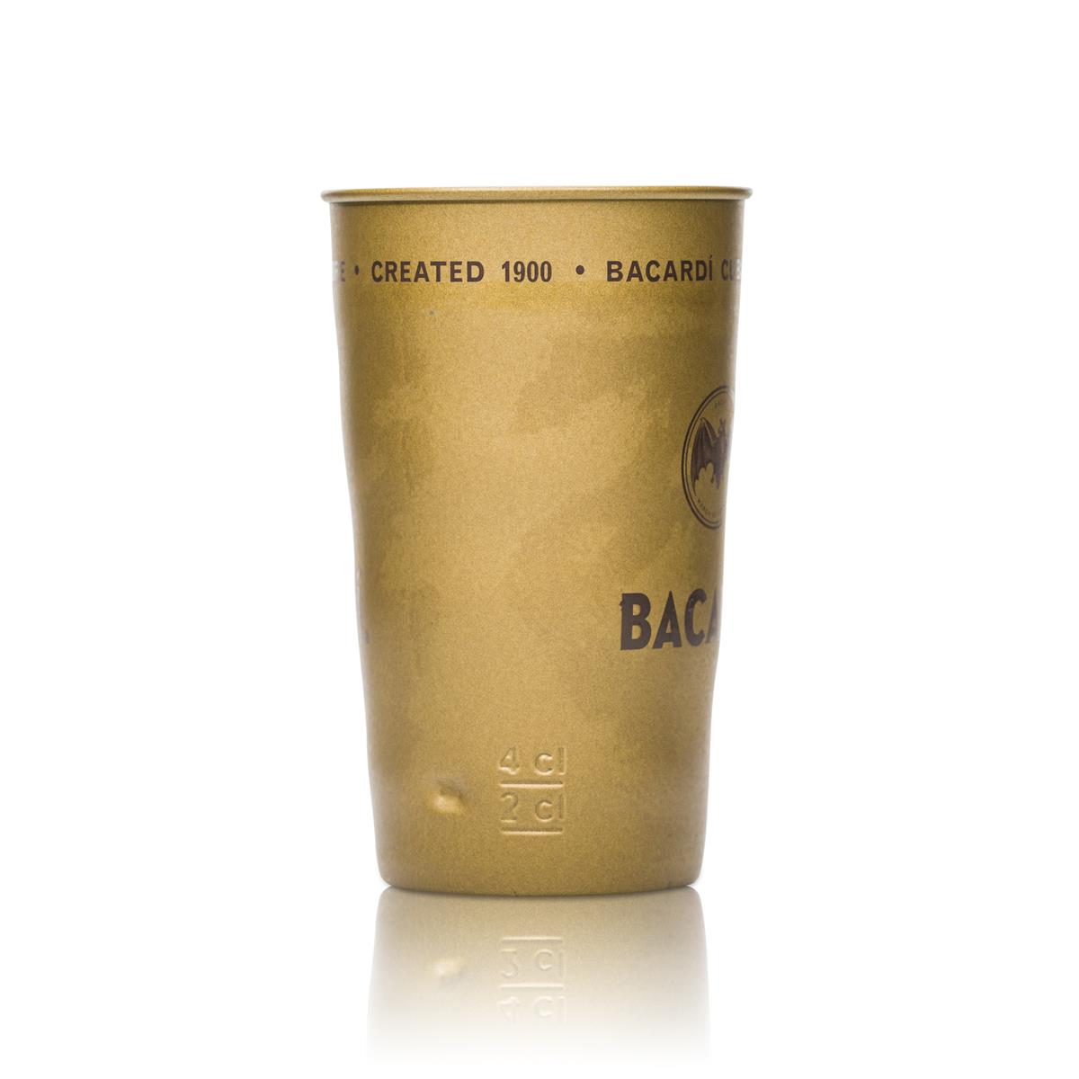 Bacardi Rum Becher 0,38l - Exklusiver Metallbecher Matt Gold Limited Edition – Ansicht 3