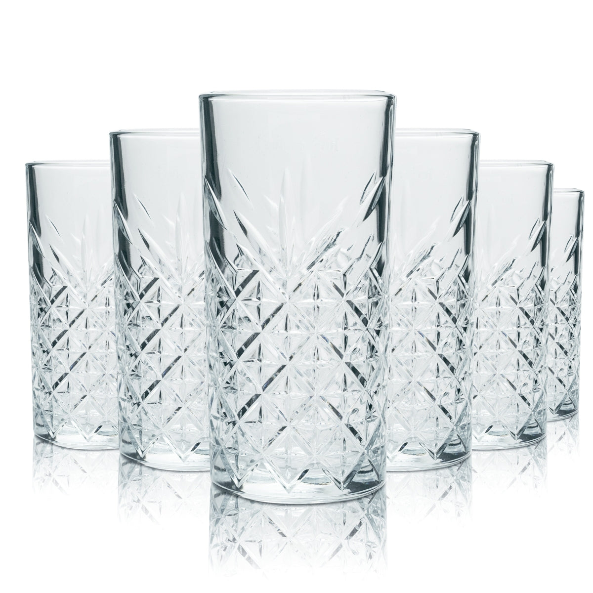 Bathtub Gin Glas 6er Set 0,4 l Highball/Longdrink Gläser – Reliefglas robust & elegant – Ansicht 2