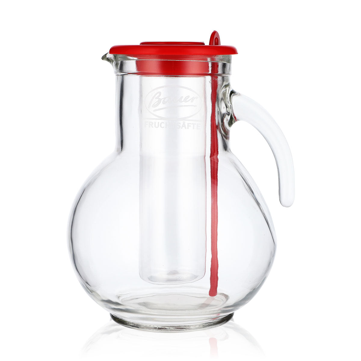 Bauer Saft Glas Karaffe Pitcher Fruchtsäfte mit Eisröhre Umrührer