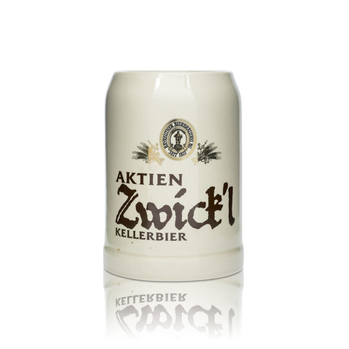 Bayreuther Zwickl Bierglas 0,65l Tonkrug Aktien Zwickl Kellerbier Keramik Gläser