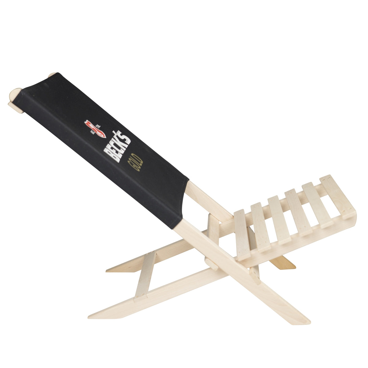 Becks Bier Strandstuhl Liege Holz Gold Festival Beach Sommer Klapp Sitz Garten – Ansicht 2