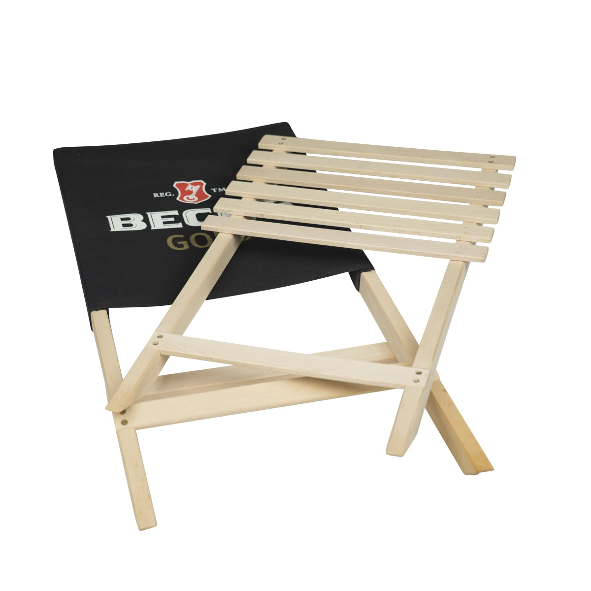 Becks Bier Strandstuhl Liege Holz Gold Festival Beach Sommer Klapp Sitz Garten – Ansicht 3