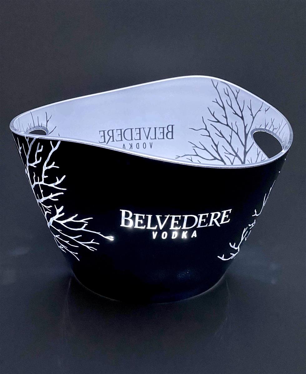 Belvedere Vodka LED Akku Flaschenkühler Eiswürfelbehälter Single silber