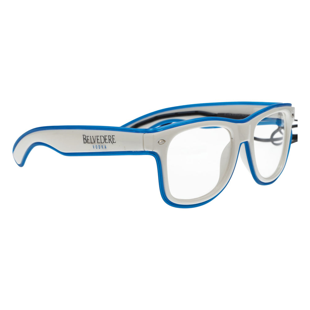 Belvedere Vodka LED Brille Sonnenbrille Partybrille Mallbrille blauer Rahmen