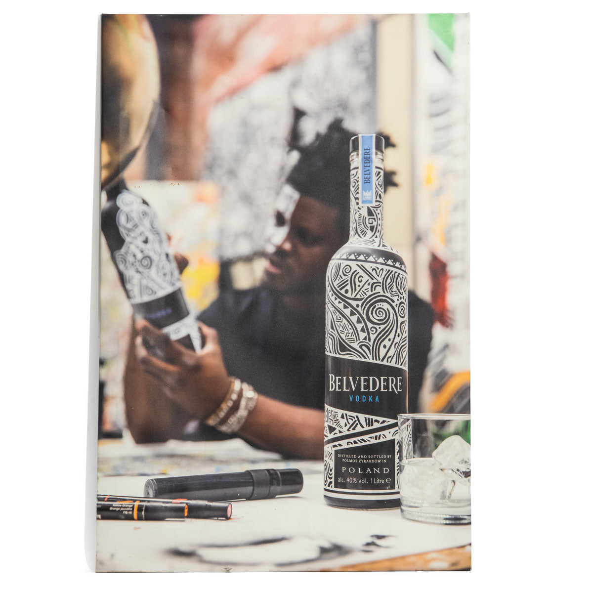 Belvedere Vodka Leinwand Wandbild Wandschmuck 120x80 cm Flasche mit Muster
