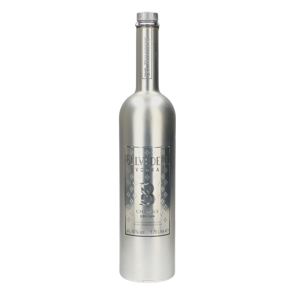 Belvedere Vodka Showflasche 1,75l Leere Flasche Chrome Edition mit LED gebraucht