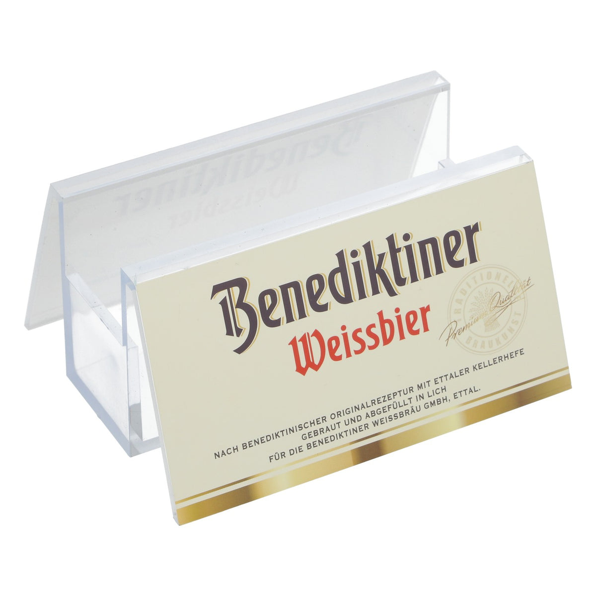 Benediktiner Bier Bierdeckelhalter für ca. 40 Bierdeckel Inhalt Tischaufsteller