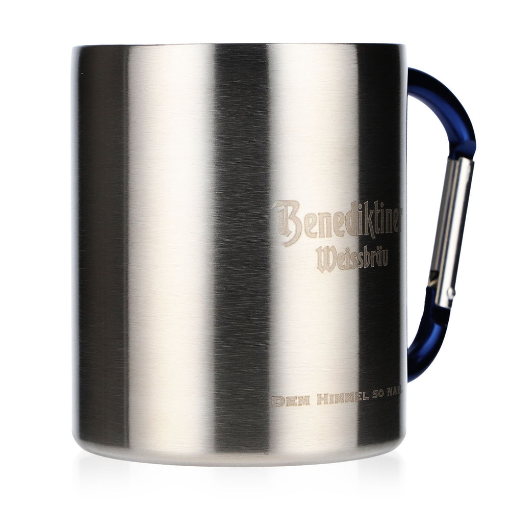 Benediktiner Bier Edelstahl Karabiner Becher / Kaffebecher / Tasse