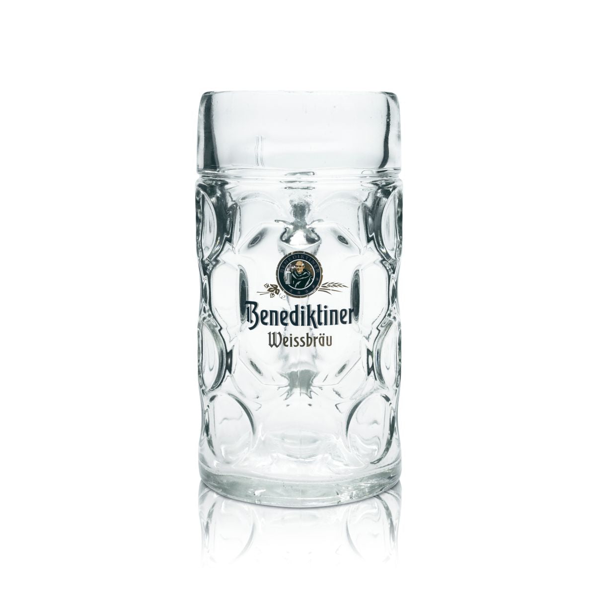 Benediktiner Maßkrug Bierglas 1l Humpen Seidel Konturgläser Brauerei Weissbräu – Ansicht 2