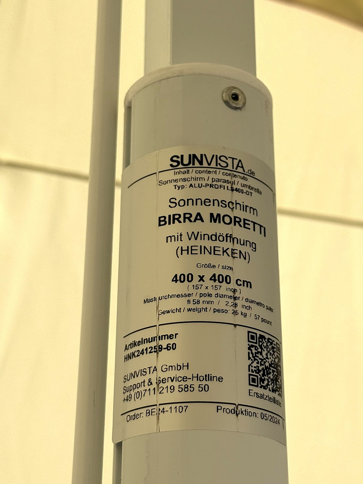 Birra Moretti Bier Sonnenschirm 4x4m Brauerei Gastro Biergarten Schirm – Ansicht 3