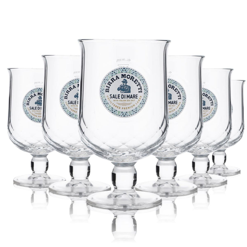 6x Birra Moretti Glas 0,25l Pokal Pilstulpe Sale di Mare Sonderedition Gläser Set