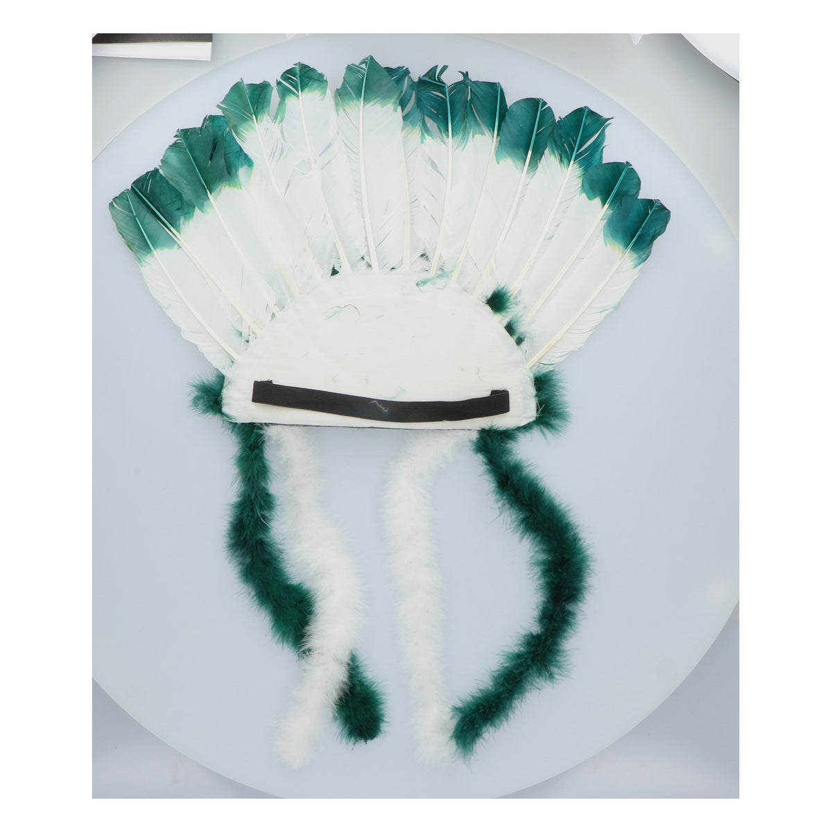 Bitburger Bier Indianer-Kopfschmuck Fasching Karneval Indigen grün/weiß – Ansicht 2