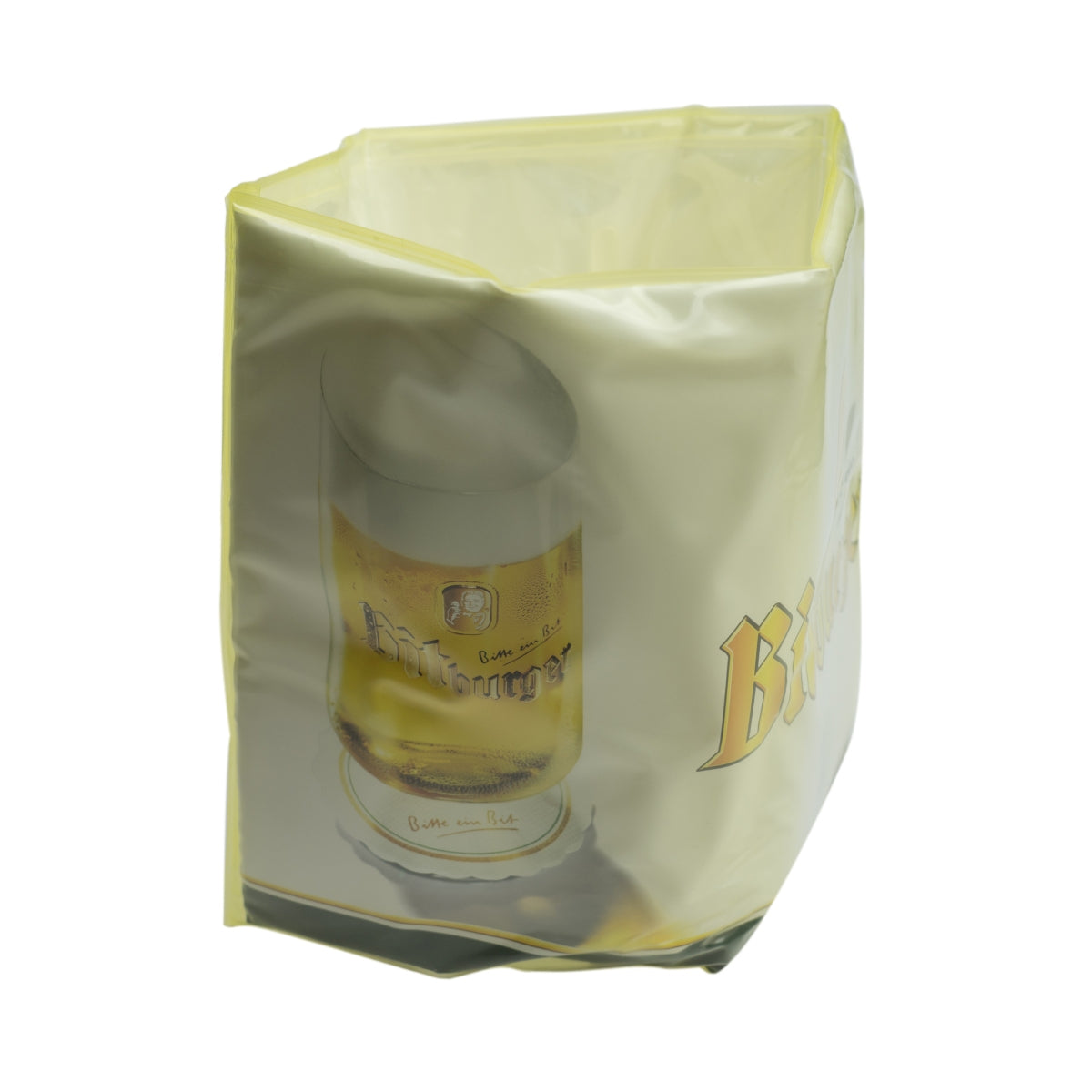 Bitburger Bier Kühlmanschette 5l Fass Beige Gold Flaschenkühler Kühlpad Flaschen – Ansicht 2