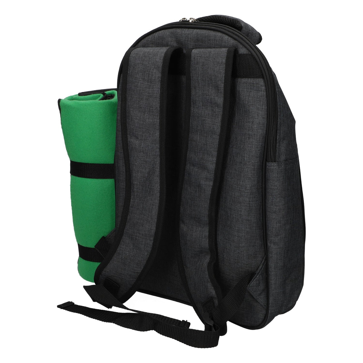 Bitburger Picknick Rucksack BBQ Kühlfach Set mit Decke Teller Besteck grau – Ansicht 2