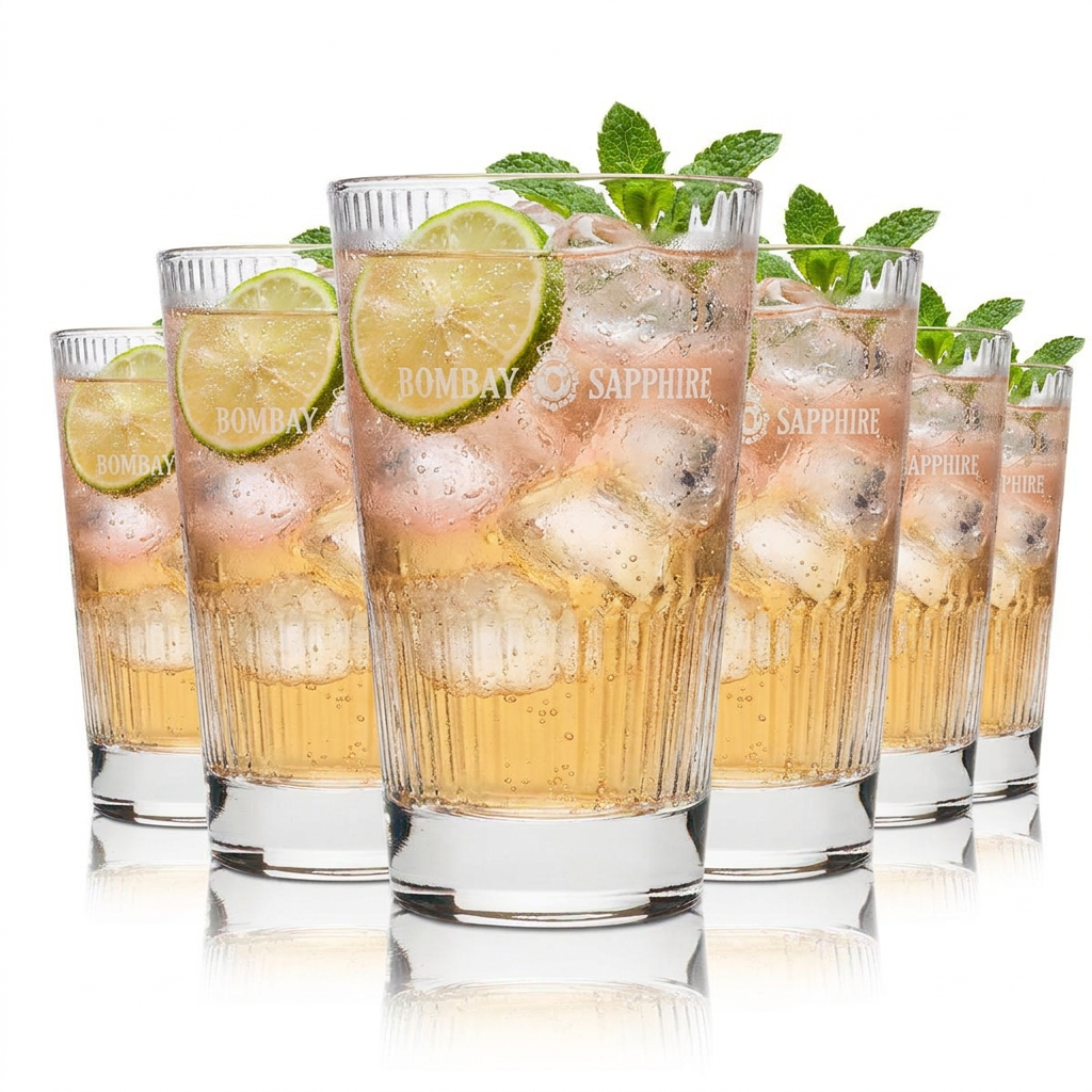 Bombay Sapphire Gläser 6er Set 0,4l Longdrinkglas Timeless Relief Gin Tonic