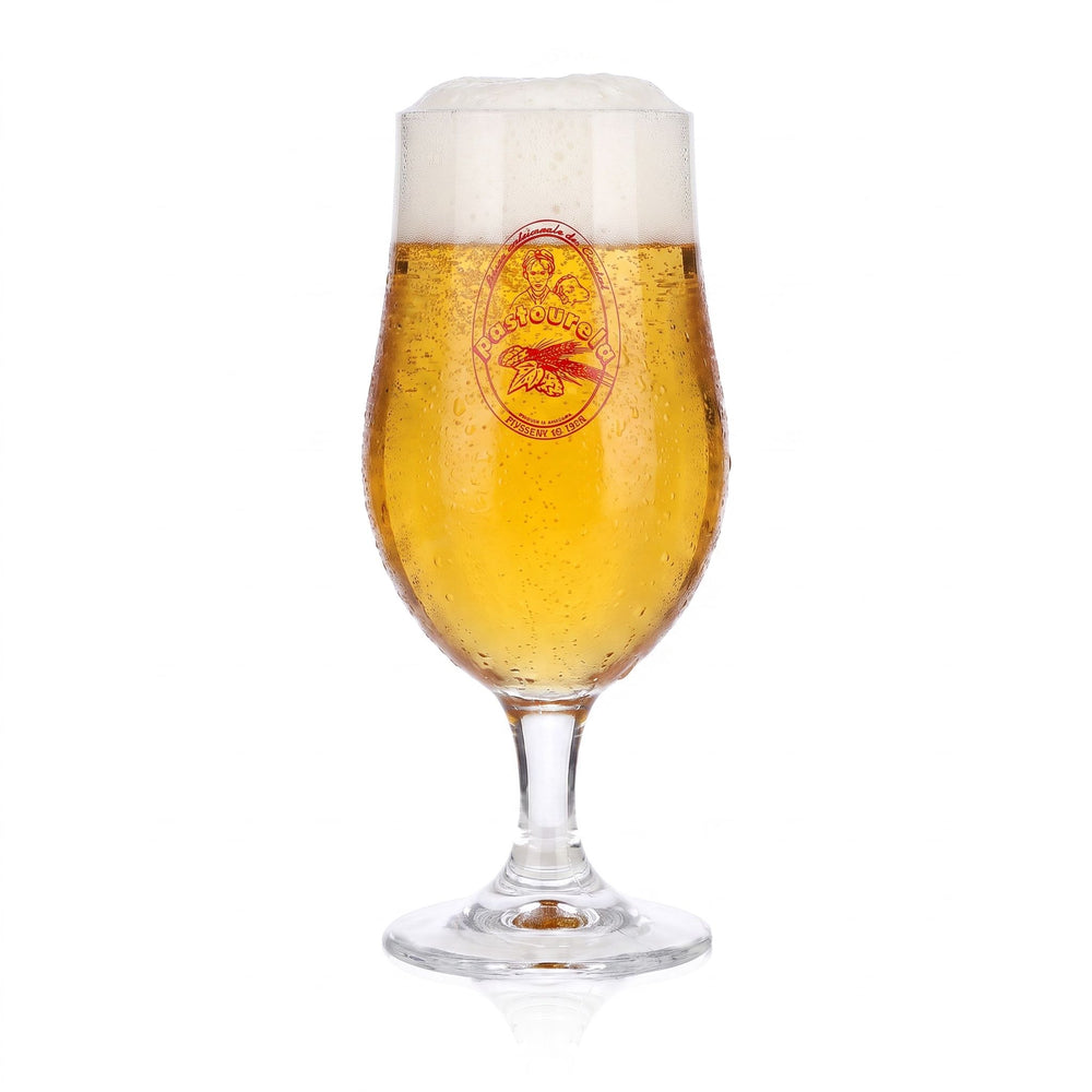 Brasserie de l'Ecir Bier Glas 0,25l Pokal "Pastourela" rot Cristal Glass Munique