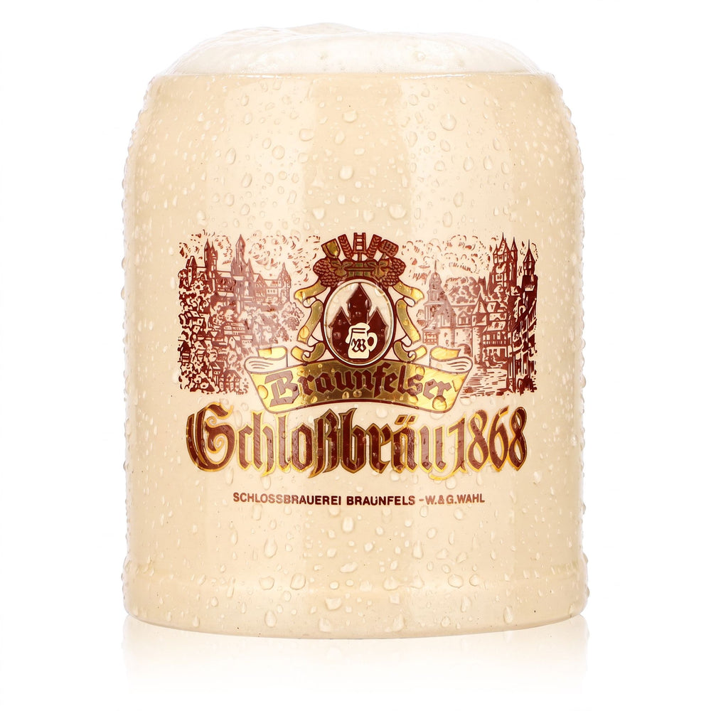Braunfelser Bier Glas 0,25l Tonkrug Schloßbräu 1868 Ton