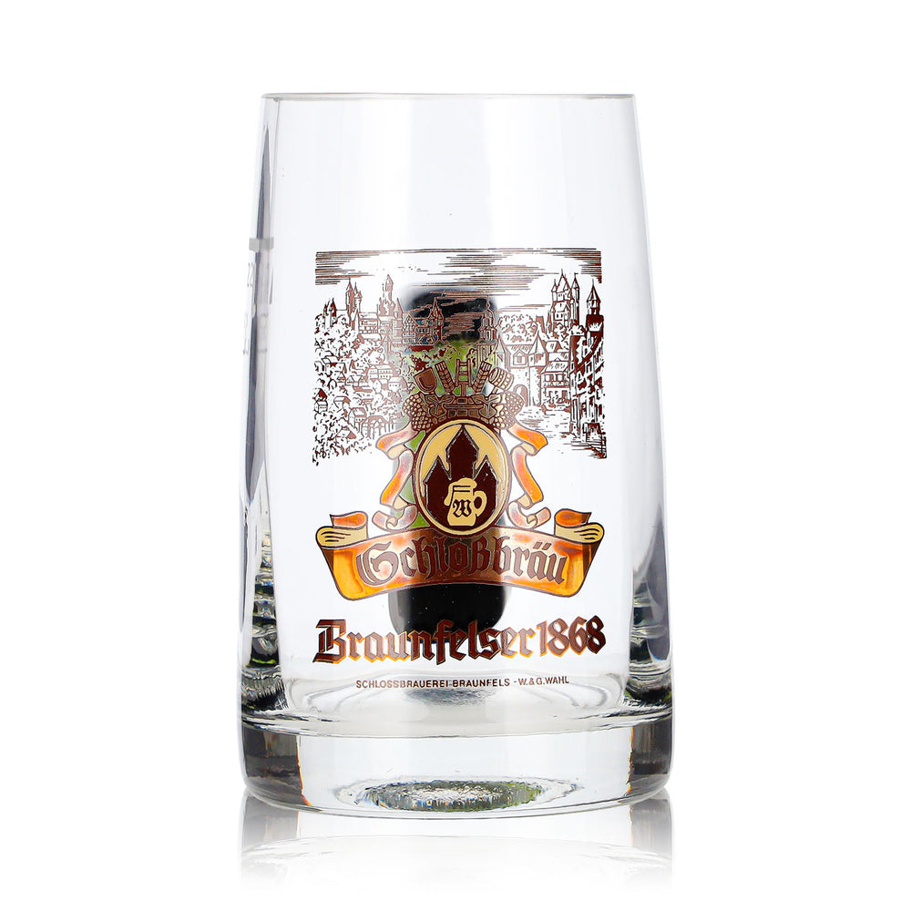 Braunfelser Bier Glas 0,2l Krug grüner Henkel
