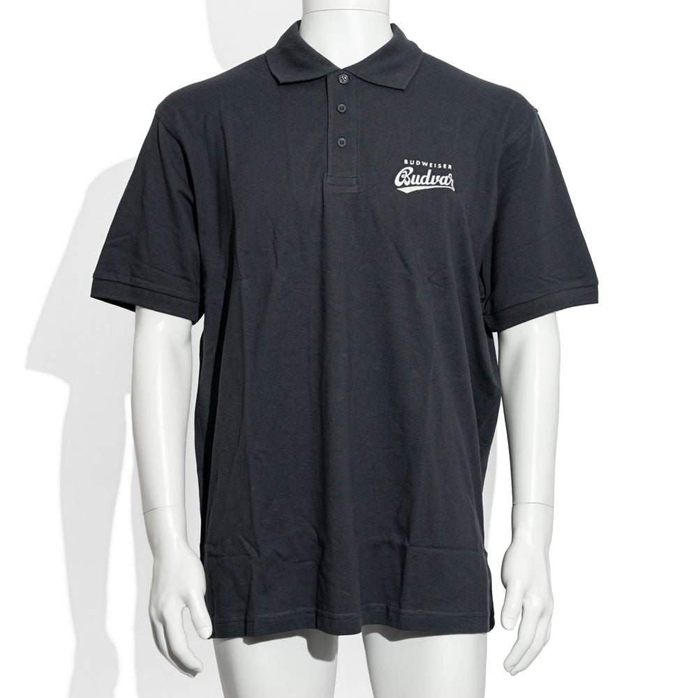 Budweiser Bier Hemd Polo Größe XL Kellnerbluse Kellnerhemd Servicehemd Unisex Grau/Schwarz