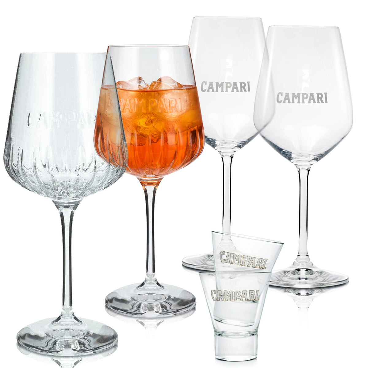 Campari Likör Bar Bundle Set II aus 2x Weingläser Amalfi / Milano 2x Tumbler