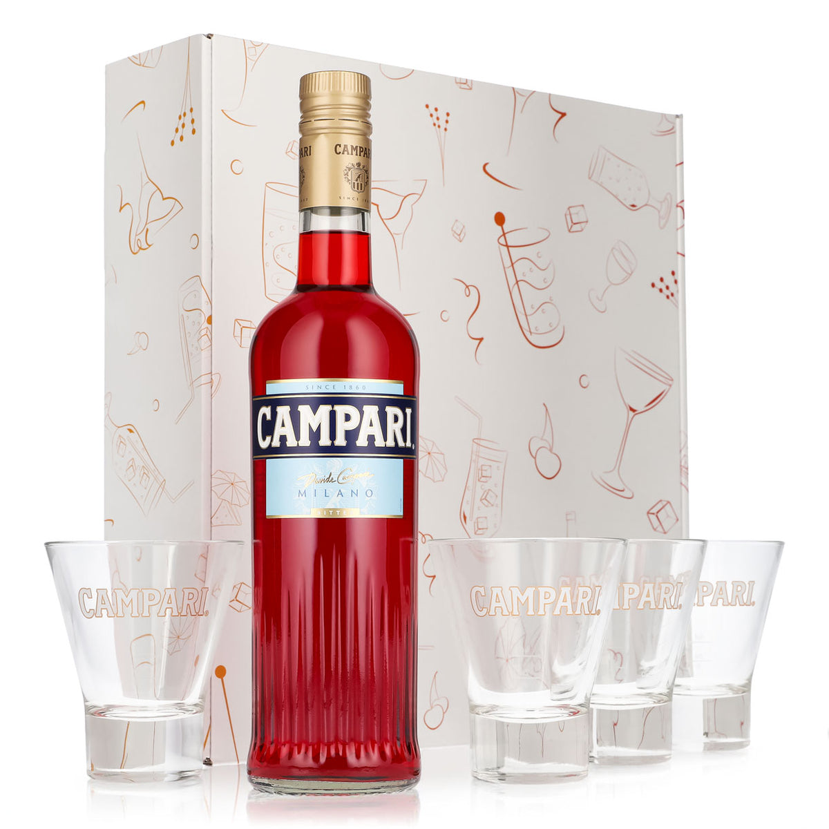 Campari Likör Geschenkset 0,7l Flasche 25 % Vol. + Tumbler–weiß
