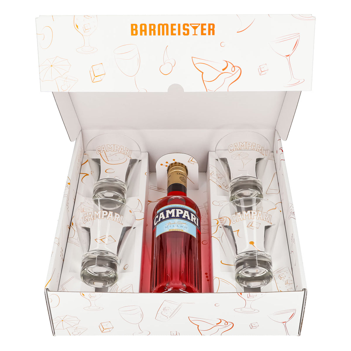 Campari Likör Geschenkset 0,7l Flasche 25 % Vol. + Tumbler–weiß – Ansicht 2
