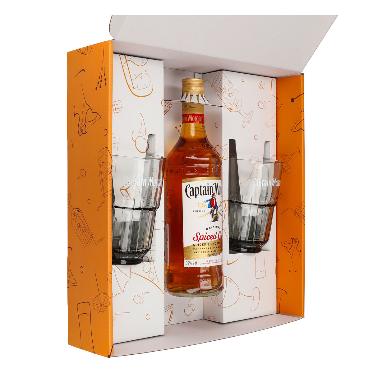 Captain Morgan Geschenksets orange Longdrinkglas Relief – Ansicht 4