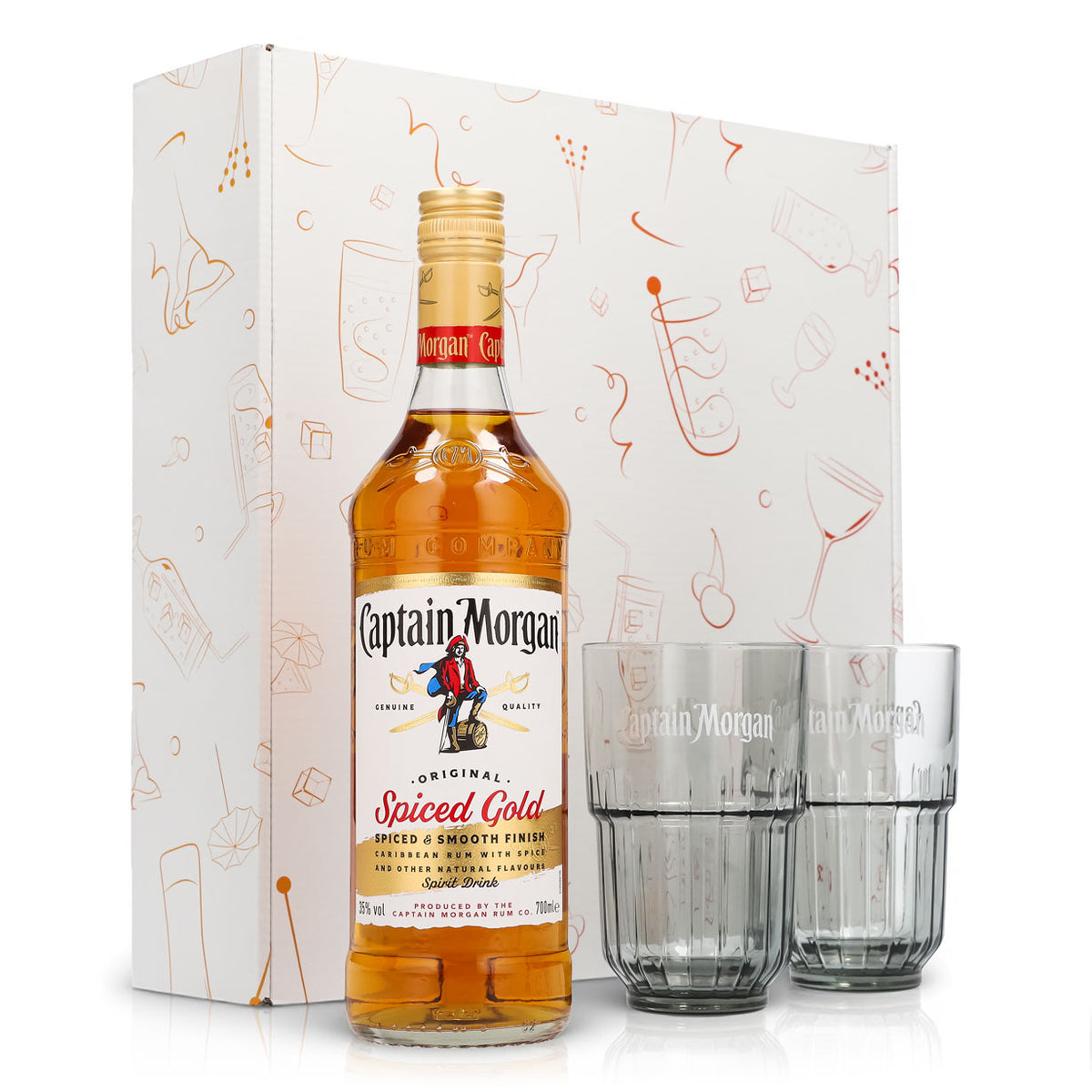 Captain Morgan Geschenksets weiß Longdrinkglas Relief