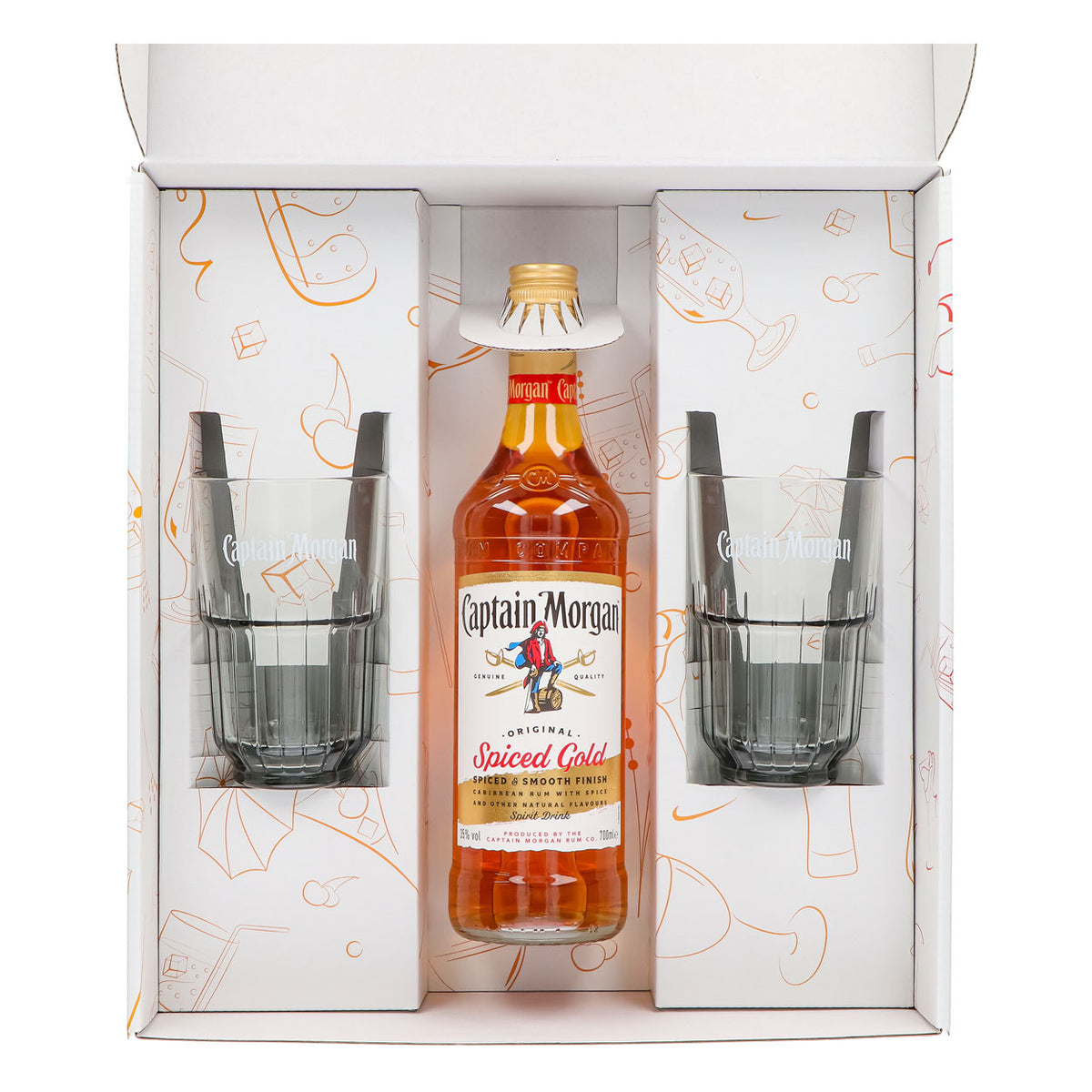 Captain Morgan Geschenksets weiß Longdrinkglas Relief – Ansicht 3