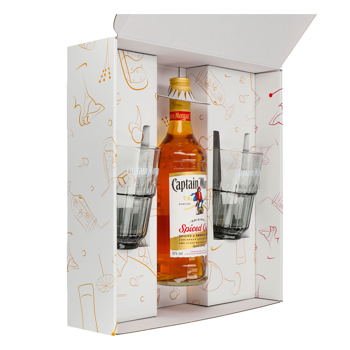 Captain Morgan Geschenksets weiß Longdrinkglas Relief – Ansicht 4