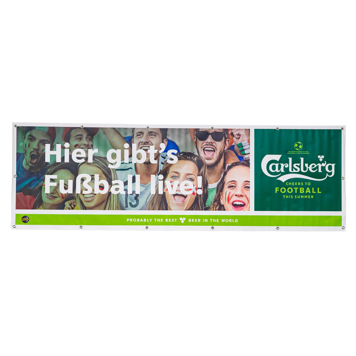 Carlsberg Bier Glas Banner 250x80 cm "Hier gibt´s Fußball live!" Mischgewebe