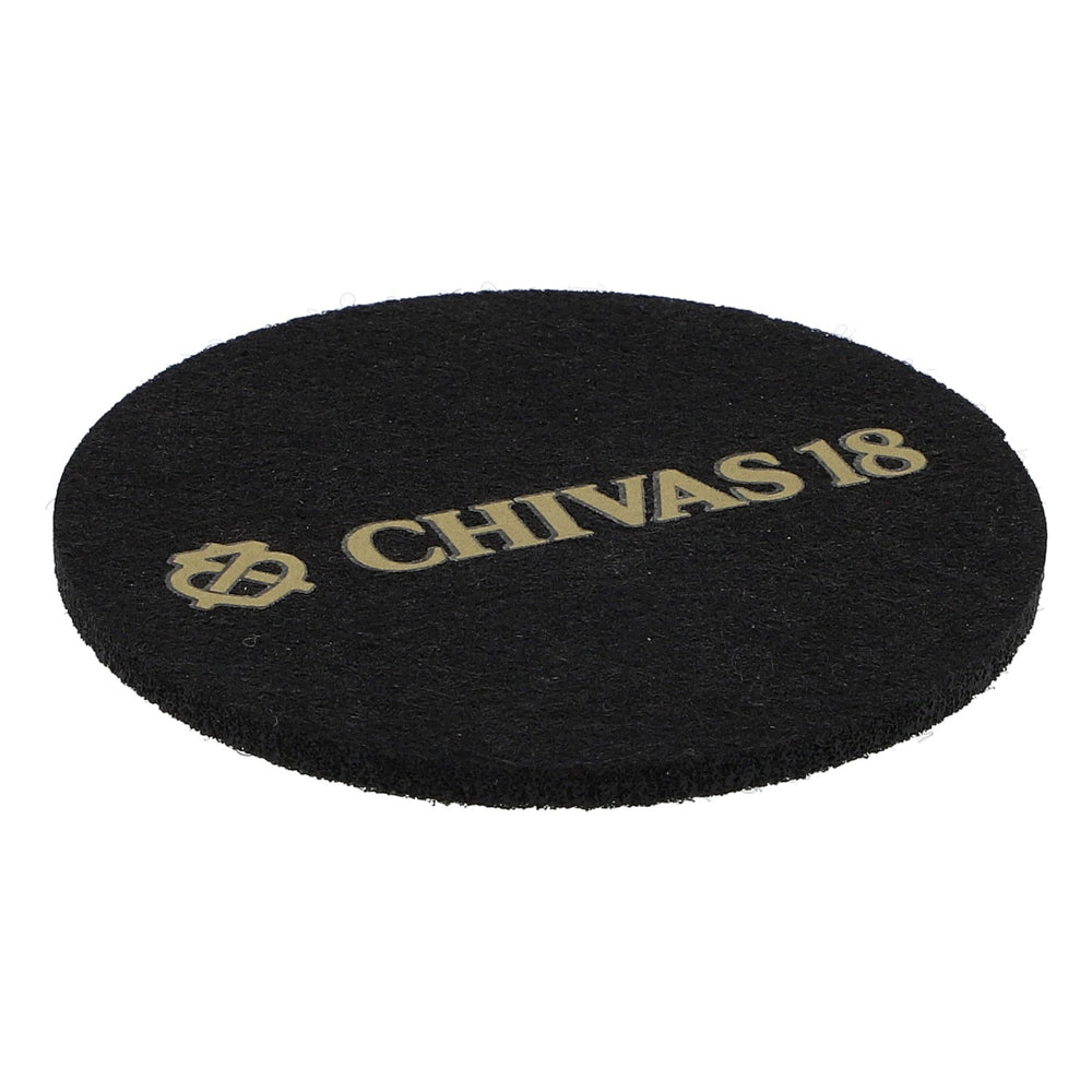 Chivas Regal Whiskey Filz Untersetzer Schwarz 6,2cm Durchmesser "Chivas 18"