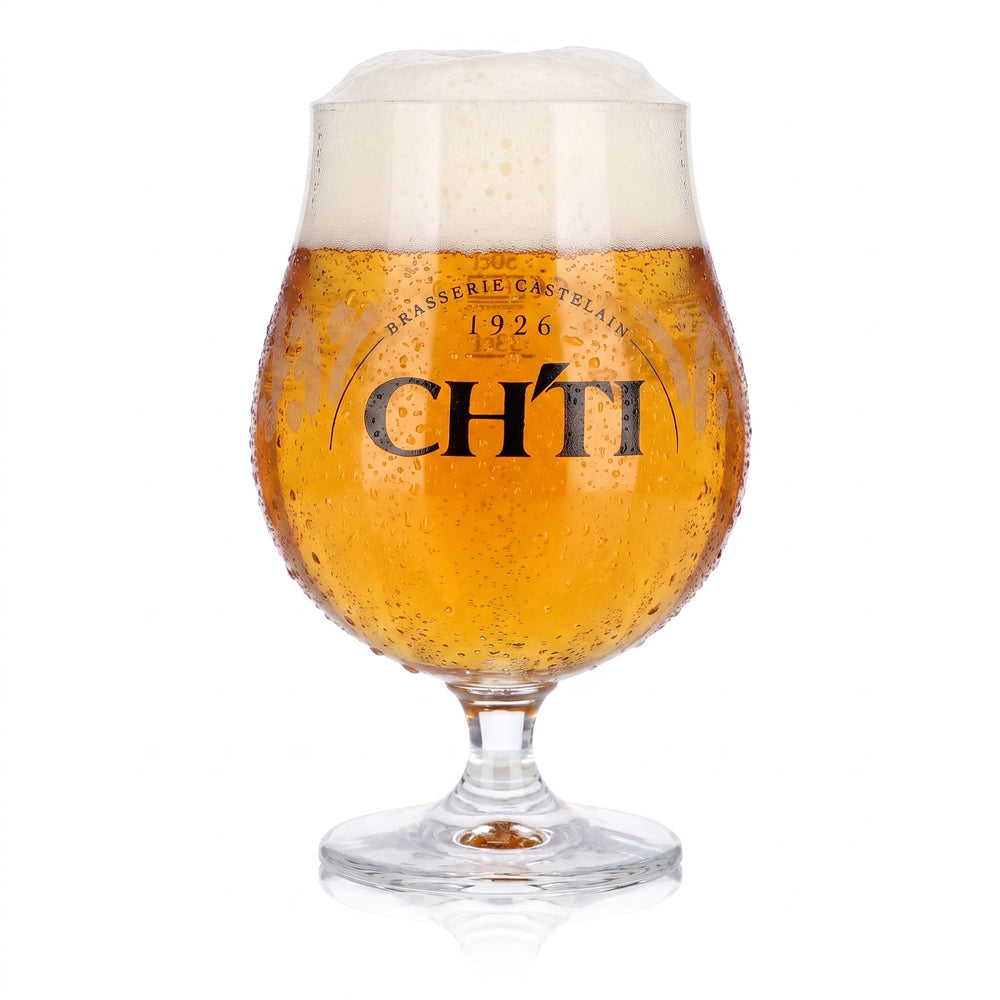 CHTI Bier Glas 0,65l Pokal Tulpe Brasserie Castelain 1926 Getreide Motiv