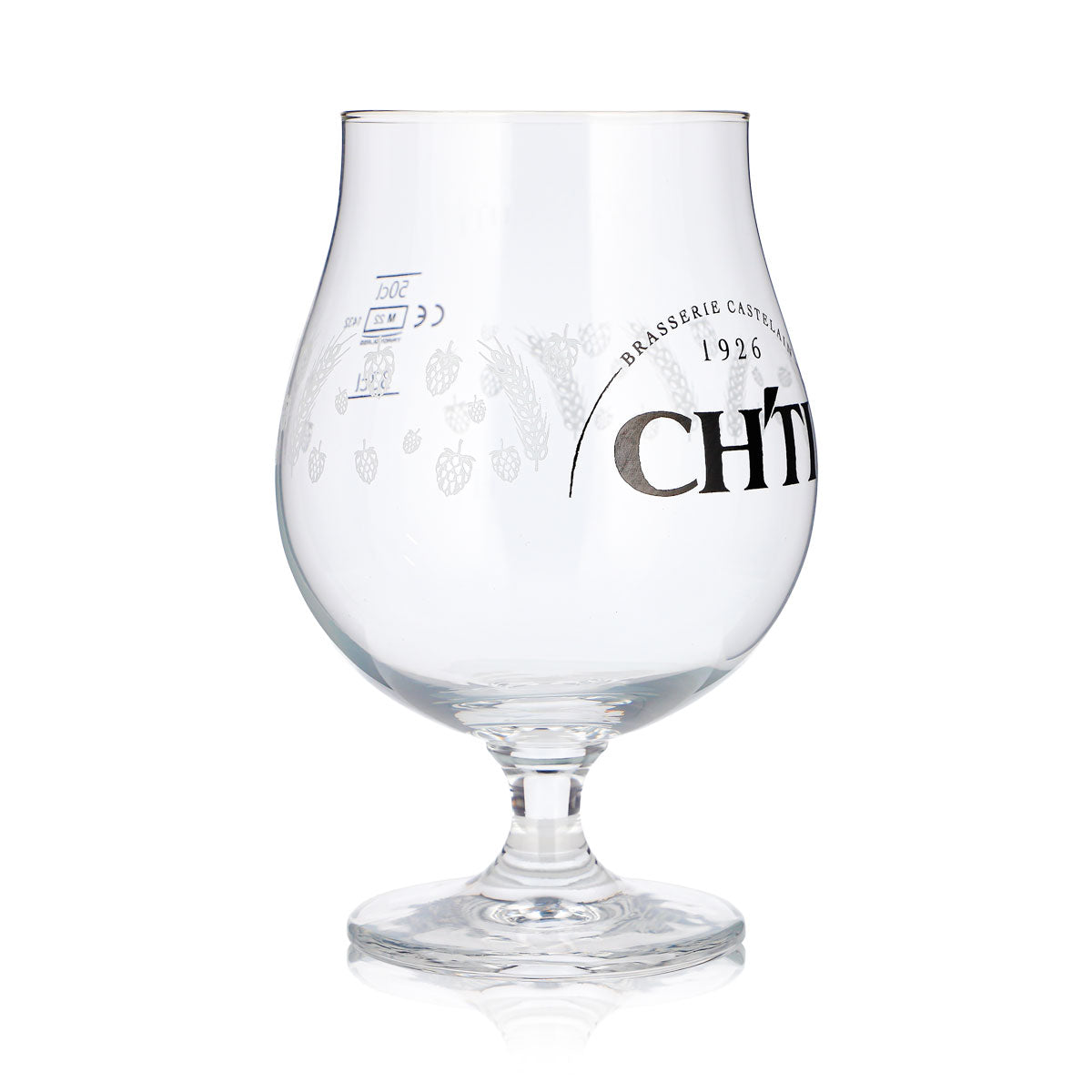 CHTI Bier Glas 0,65l Pokal Tulpe Brasserie Castelain 1926 Getreide Motiv – Ansicht 3