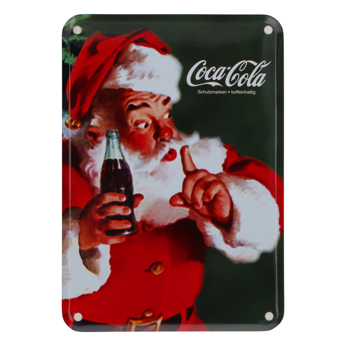 Coca Cola Blechschild Weihnachtsmann 10,5x15cm Metall Retro Deko