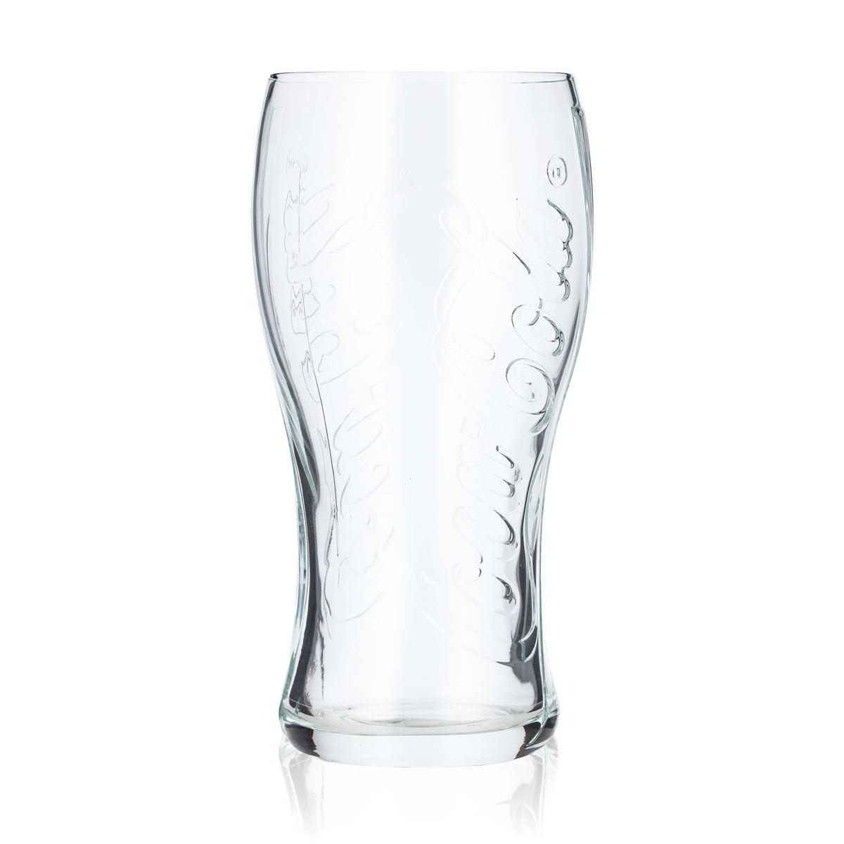 Coca Cola Glas 0,3l Kontur Curve Becher Logo vertikal Relief Druck Gläser Drinks