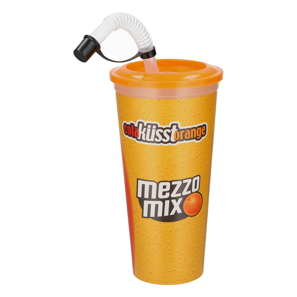 Coca Cola Mezzo Mix Mehrwegbecher Love Motiv mit Strohhalm 0,6l Kunststoff