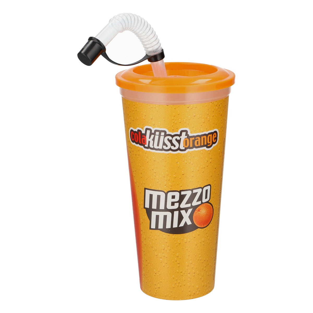 Coca Cola Mezzo Mix Mehrwegbecher Love Motiv mit Strohhalm 0,6l Kunststoff