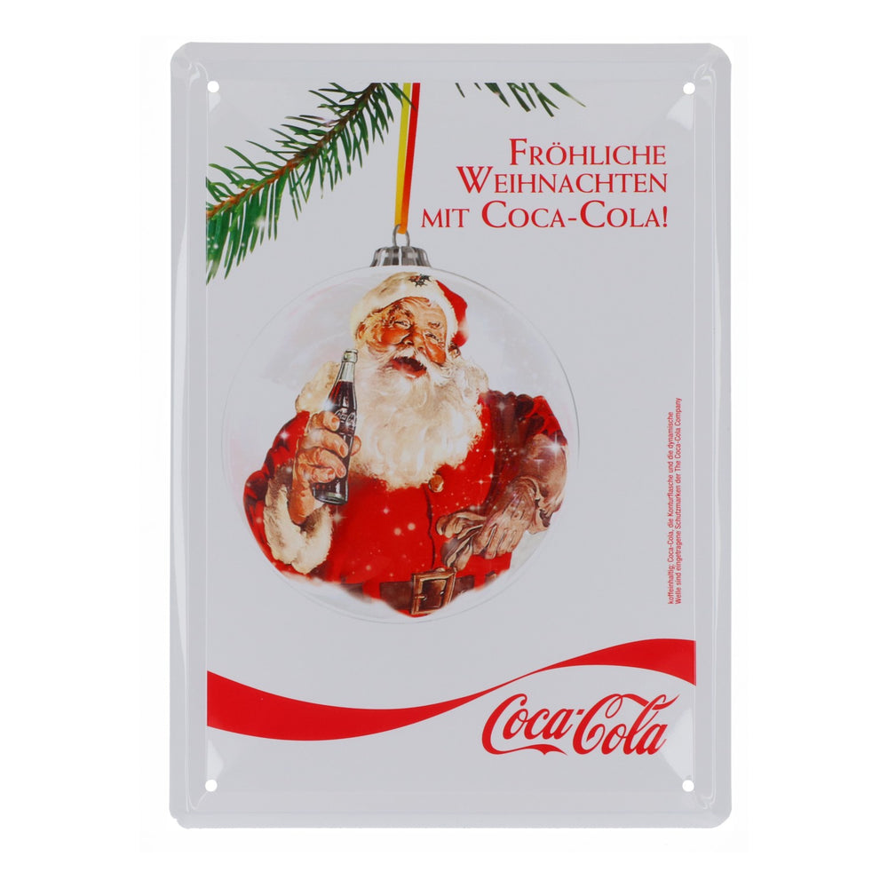 Coca Cola Softdrink Blechschild Wandschild 21x15 cm "Fröhliche Weihnachten mit Coca-Cola"