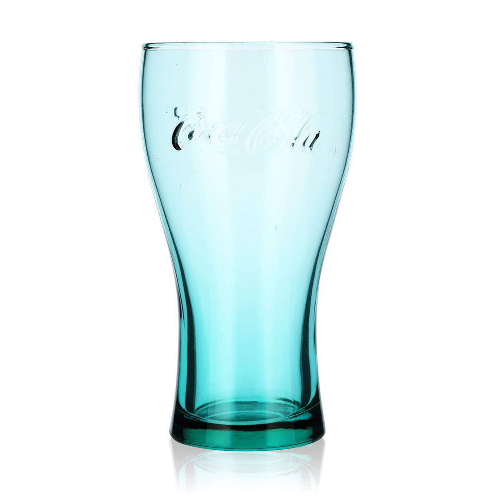 Coca Cola Softdrink Glas 0,36l Konturglas Türkis McDonalds Hebräisch
