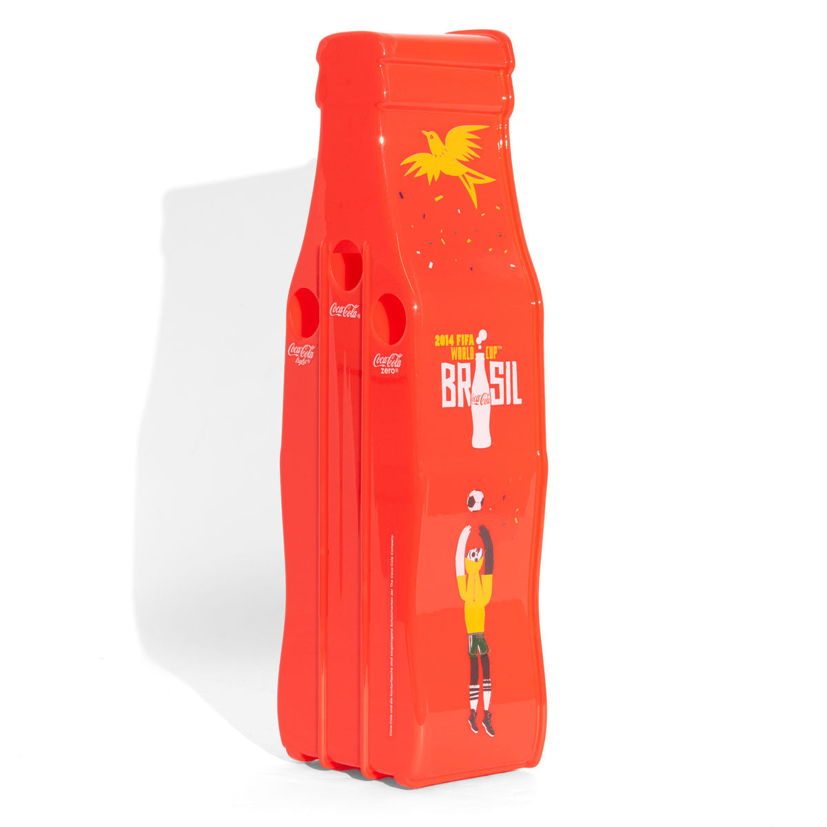 Coca Cola Softdrink Sammelbox Kronkorken Flaschenform 3 Fächer Rot 2014 Fifa World Cup Brasil – Ansicht 3