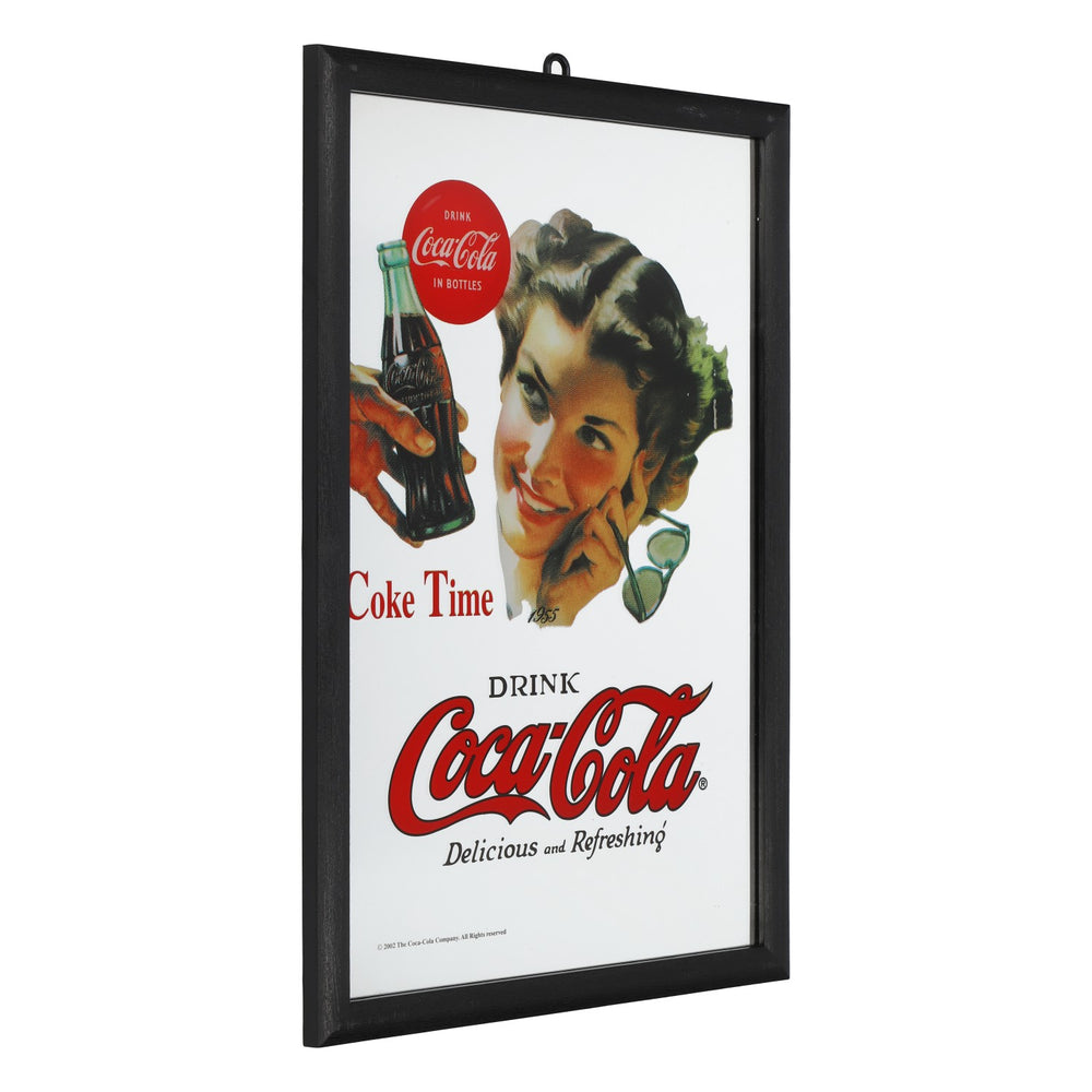 Coca Cola Werbespiegel Kuststoffrahmen schwarz Coke Time Ausstellungsstück