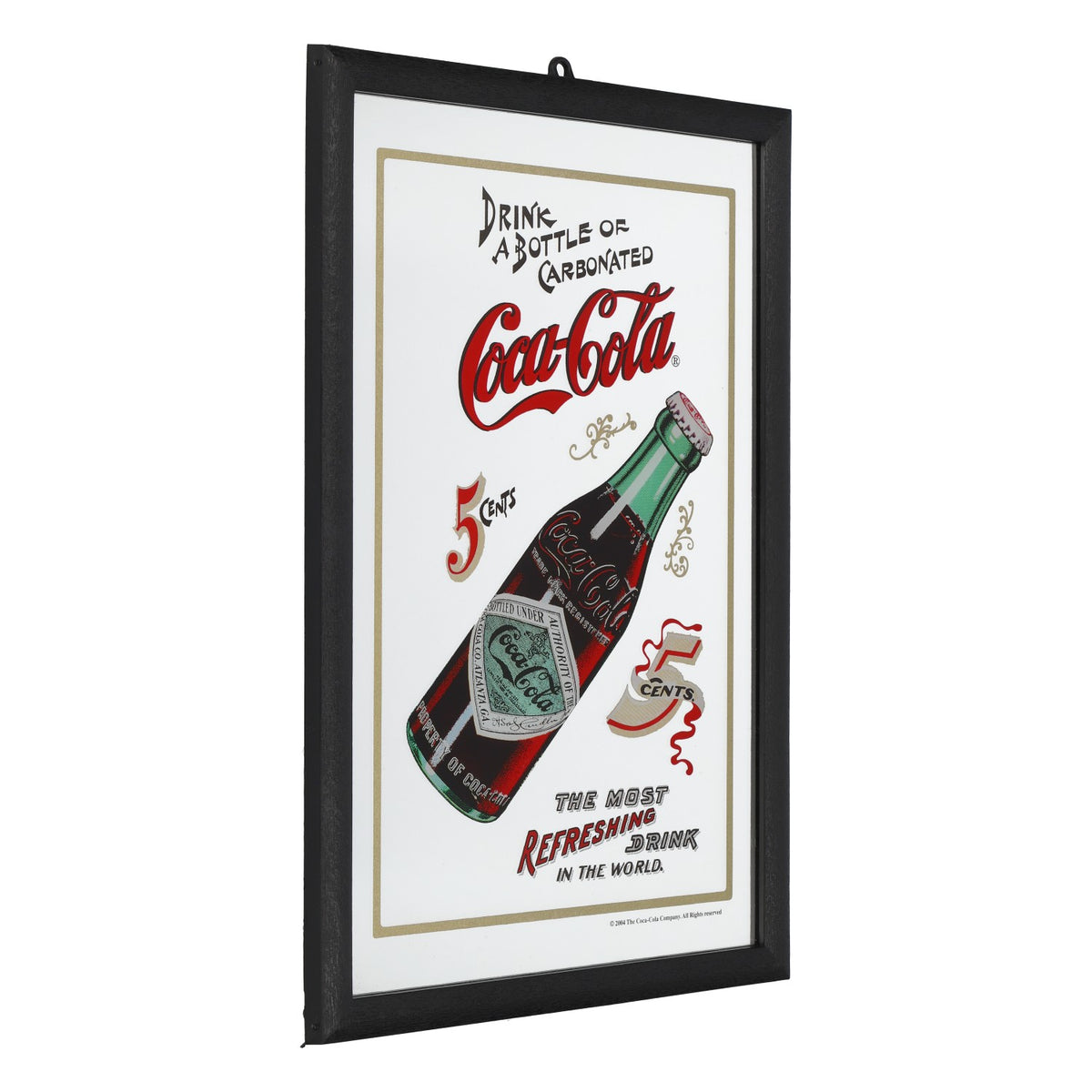 Coca Cola Werbespiegel Kuststoffrahmen schwarz Drink s bottle Ausstellung