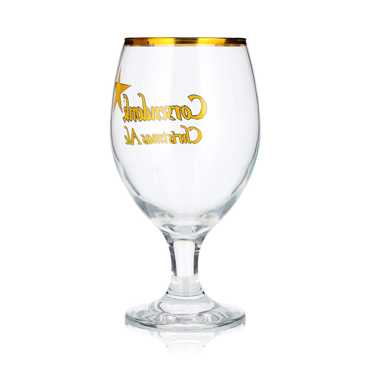 Corsendonk Bier Glas 0,4l Pokal Tulpe Christmas Ale Goldrand – Ansicht 3