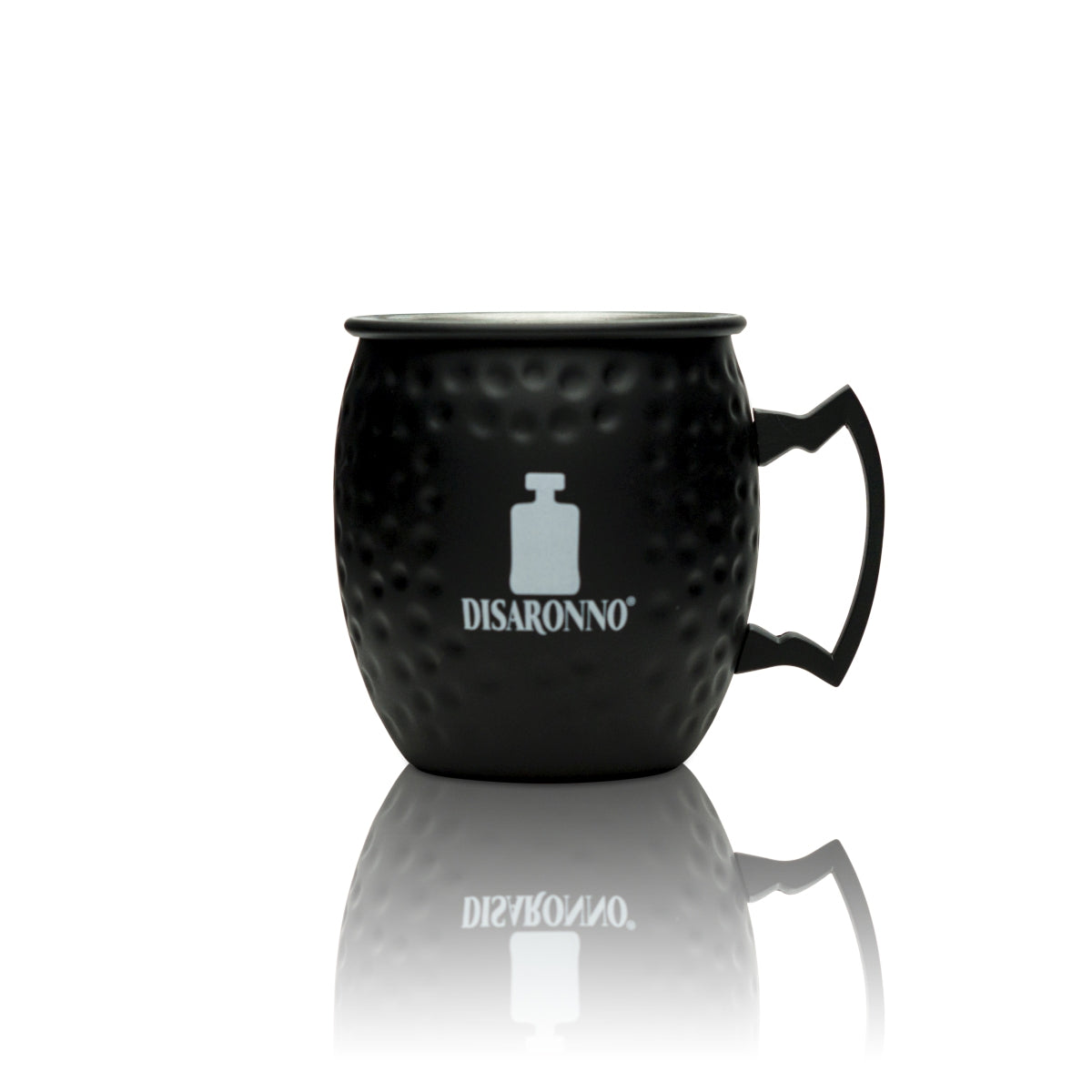 Disaronno Mule Becher Glas 0,4l Edelstahl Schwarz Relief Glas Moscow Gin Mug – Ansicht 2