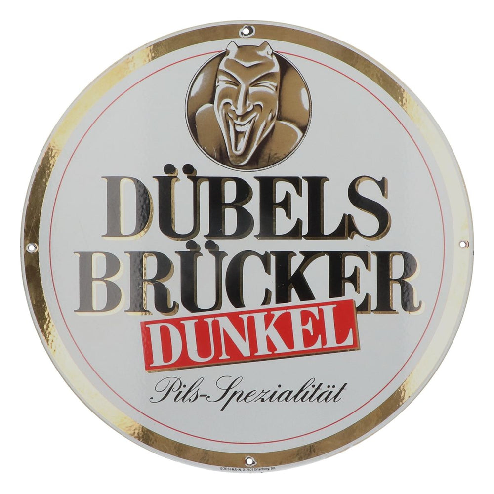 Dübelsbrücker XL Emaile Schild 40x40cm Dunkel Wandschild Werbeschild Merch