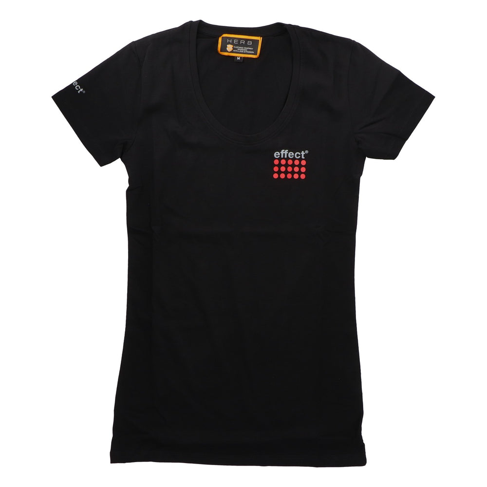 Effect Energy T-Shirt Damen M V-Neck Logo Ladies Shirt schwarz Baumwolle
