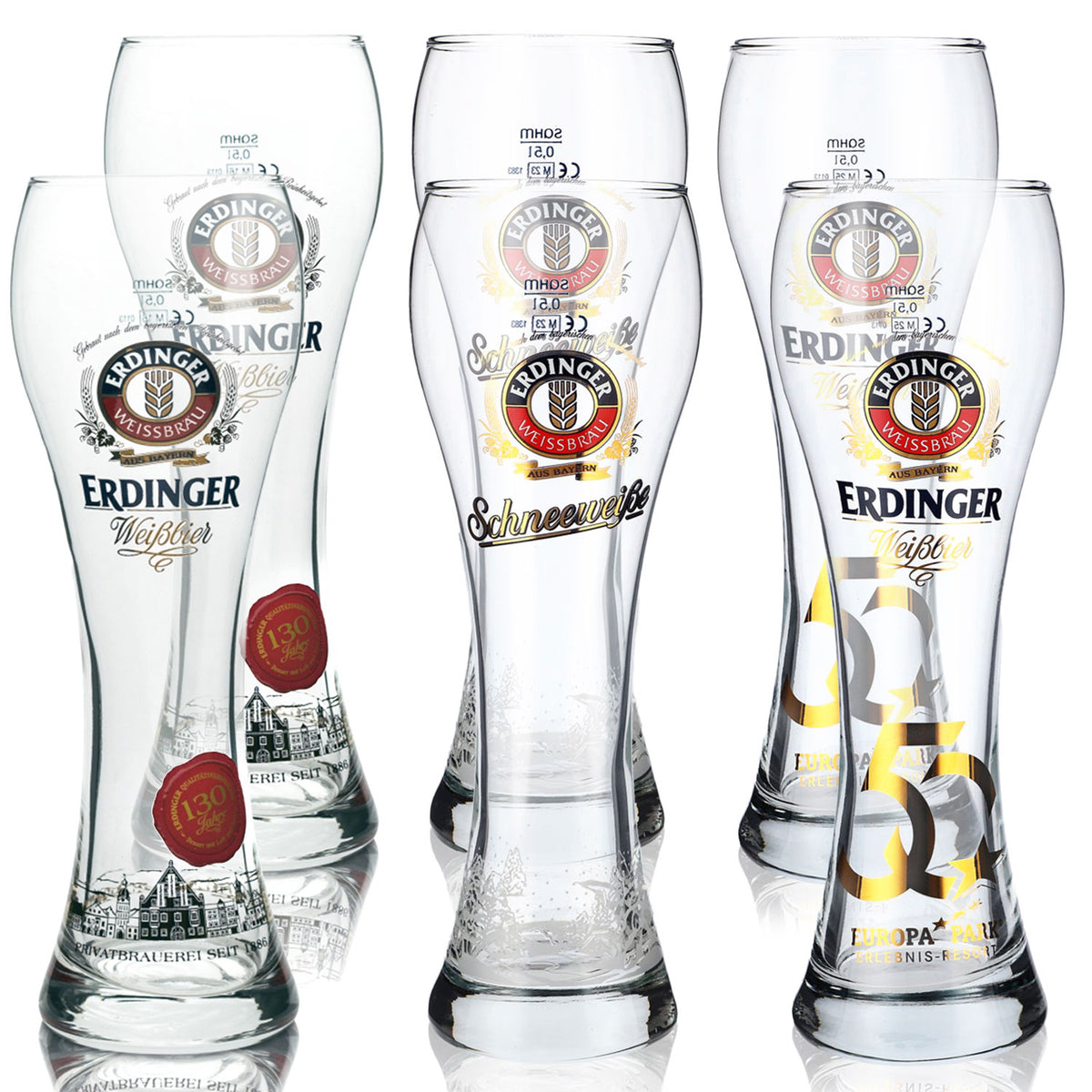 Erdinger Bier Bar Bundle Set III aus 6x Biergläser 0,5l verschiedene Variation