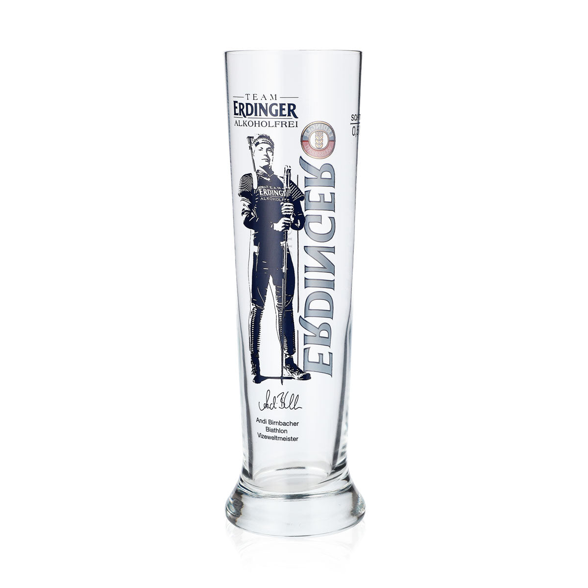 Erdinger Bier Glas 0,5l Weißbierglas Editionsglas Andi Birnbacher Alkfrei – Ansicht 3